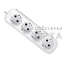 Удлинитель DEFENDER R340 4 гнезда, 2 метра, 16А/3500Вт, с заземлением, ПВС 3х1,0мм, белый (1/40)