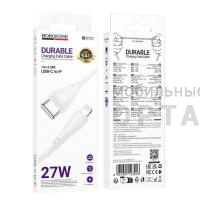 Кабель Type-C - 8 pin Borofone BX121 Energy, 1.0м, круглый, PD27Вт, ПВХ, цвет: белый упакован (1/360)