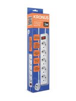 Сетевой фильтр KRONUS 5 розеток ПВС 3*1,0 мм2, мощность 2200 Вт, ток 10А, 3 м, белый (NF-5-3-w) (1/45)