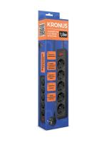 Сетевой фильтр KRONUS 5 розеток ПВС 3*1,0 мм2, мощность 2200 Вт, ток 10А, 1,8 м, чёрный (NF-5-1,8-b) (1/45)